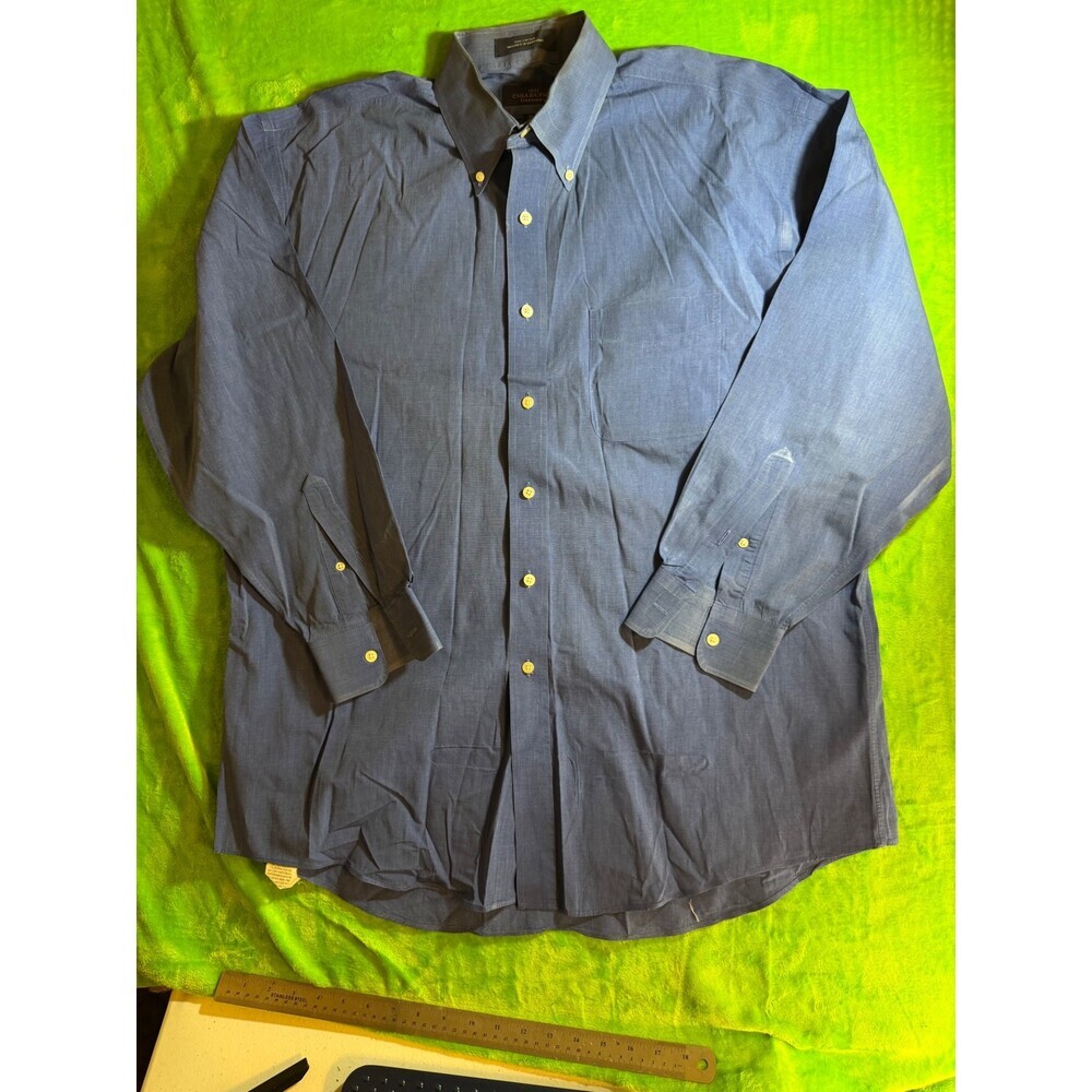 1891 Collection 16.5/33 Blue Button-Down Shirt 100% Cotton Men's